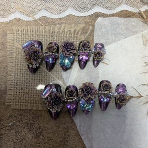 Flower nail, 2.5cm almond short nail art