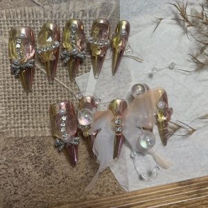 screenshot-10 Heavy-duty nail 3.0 length, Butterfly mirror nail pure handmade wearable nail art stickers