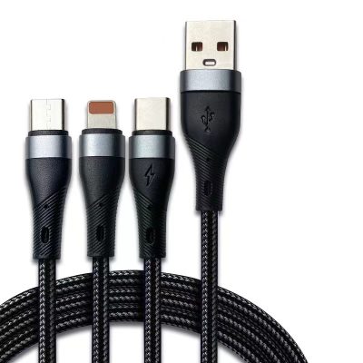 img_5772 One-to-three braided aluminum alloy data cable suitable for Huawei Honor X50 Apple typec Android three-in-one length 1.2 meters